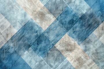 Poster - Intertwined blue and beige wooden panels forming a captivating herringbone pattern, perfect for backgrounds and design projects