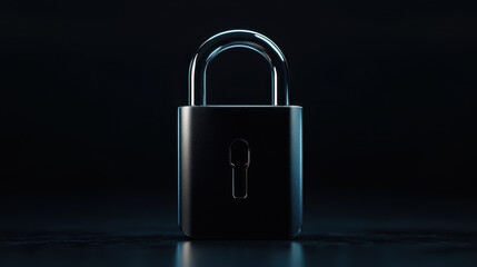 Canvas Print - sleek black security padlock with shiny metal shackle, symbolizing safety and protection. dark background enhances its modern design and sturdy appearance