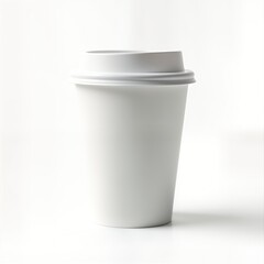 Aufkleber - Blank white paper coffee cup with lid. Empty disposable container. Ideal for branding, marketing. Clean, simple design. Perfect for mockup use in advertising. Suitable for presentation of eco