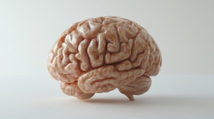 Poster - Human brain showing active glowing neural networks on solid white background, single object