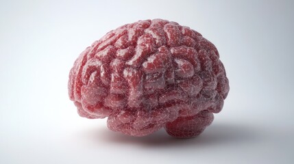Poster - Human brain showing active glowing neural networks on solid white background, single object