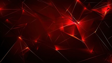 Wall Mural - A dark red background featuring a web of geometric lines forming sharp angles and tessellating shapes. The use of glowing highlights and shadowed edges adds a modern, dynamic aesthetic.