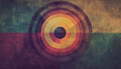 Poster - Vintage concentric circles design on textured background.