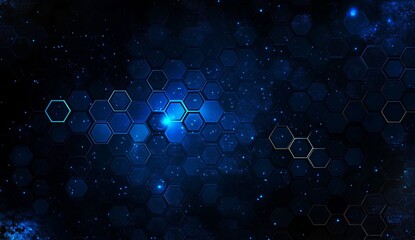 Poster - Abstract blue hexagon technology background.