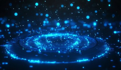 Poster - Abstract blue glowing energy vortex with particles.
