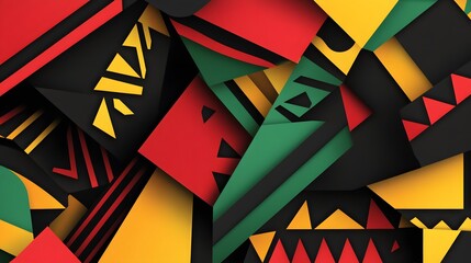 Poster - Abstract Geometric Design with Red Green Yellow and Black