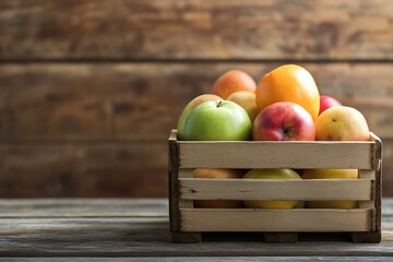 Wall Mural - Fresh Fruits in Wooden Crate