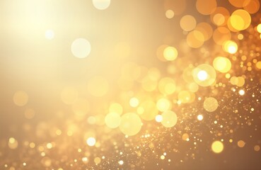 Poster - Abstract gold bokeh background. Glittering, sparkly circles create cheerful festive mood. Ideal for holiday cards, web pages. Gold lights, ornaments give warm, bright feeling. Golden circles pattern