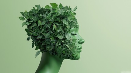 Poster - Sustainable ai art representation studio abstract imagery green environment profile view conceptual innovation