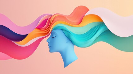 Poster - Abstract sound waves representing ai communication digital art vibrant colors studio environment side view conceptual artwork