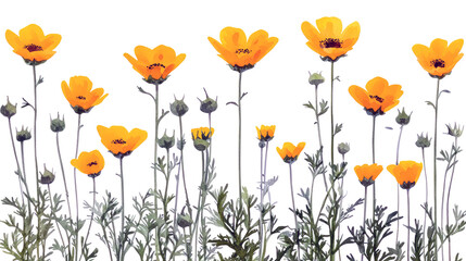 Sticker - Watercolor Yellow Poppies: A Vibrant Floral Illustration