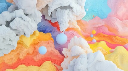Poster - Abstract landscape exploration utopian vision digital art colorful environment aerial view ai inspiration