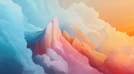 Poster - Abstract landscape envisioning utopia digital art cloudy environment vivid colors surreal viewpoint