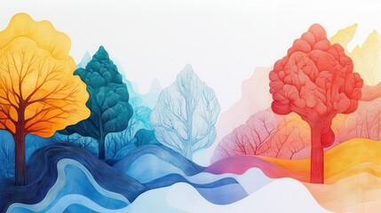 Poster - Colorful etchings of light and water effects in nature abstract landscape art vibrant colors artistic viewpoint