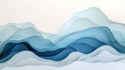 Poster - Abstract waves of rising sea levels conceptual art oceanic environment minimalist viewpoint