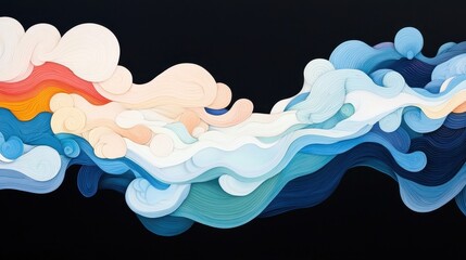 Poster - Flowing energy conservation concepts in abstract art virtual gallery visual metaphors colorful waves digital realm