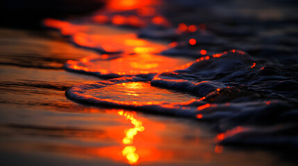 Poster - Close up of a water surface showing detailed reflections and ripples under natural light