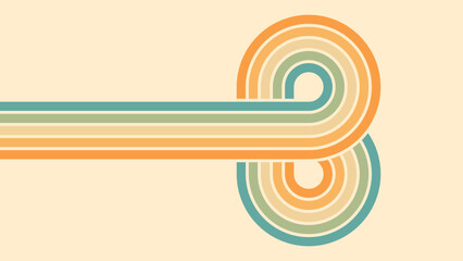 Wall Mural - abstract background of rainbow groovy wavy line design in 1970s hippie retro style. vector pattern r