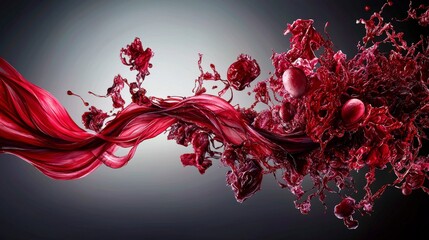 Leinwandbilder - Emotional expression through abstract bloodred curves in artistic design studio environment digital art perspective