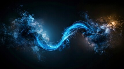 Poster - Dynamic dark blue curve flowing through space abstract digital art isolated environment futuristic concept