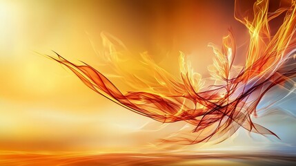 Aufkleber - Flickering energy of an orangeyellow plane in a vibrant abstract scene digital art calm environment dynamic viewpoint