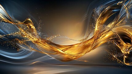 Leinwandbilder - Golden waves of light dance elegantly in a vibrant studio environment abstract art visuals dynamic motion concept