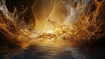 Aufkleber - Subtle shimmers of golden surfaces in fluid motion abstract art modern environment dynamic viewpoint conceptual imagery