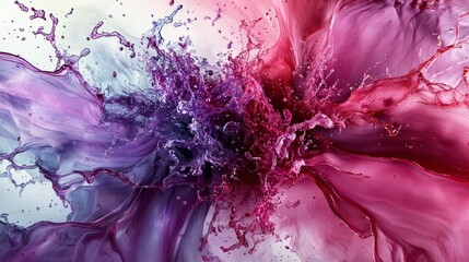 Leinwandbilder - Dynamic violet-red splashing liquid art abstract composition digital rendering studio environment high-contrast view