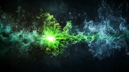 Aufkleber - Emerging jadegreen spark ignites cosmic imagination abstract art digital realm ethereal atmosphere wide view mind exploration