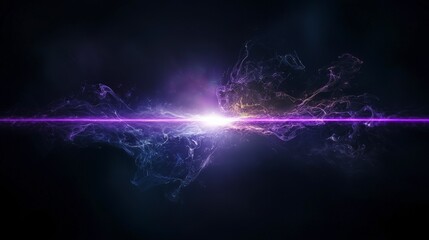 Aufkleber - Vibrant purple energy line surges through the abstract space digital art dark background futuristic concept