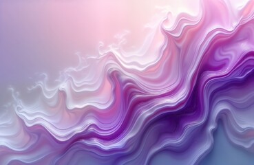 Poster - Abstract liquid art background design. Purple, lilac colors blend in wavy patterns. Fluid acrylic painting creates shimmering gradient effect. Suggests calming, creative aesthetic. Ideal for
