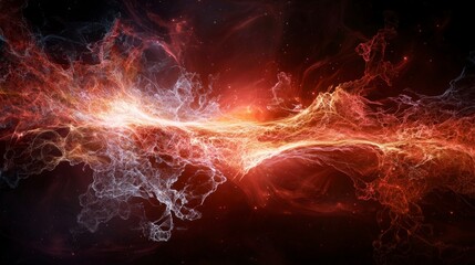 Leinwandbilder - Radiant red-orange plane undulating softly abstract cosmic background digital art vibrant colors atmospheric concept