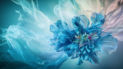 Poster - Aquamarine floral elegance artistic display abstract nature ethereal environment close-up view serene concept