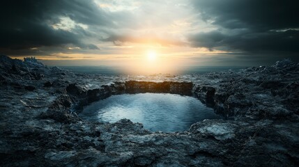 Wall Mural - nature's embrace a vast void absorbing whispers of fragility at sunset landscape photography serene 