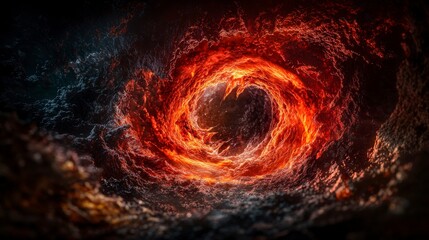 Aufkleber - Vortex of fiery red-orange hues swirling abstract art digital creation surreal environment close-up emotive concept