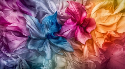 Aufkleber - Abstract petals scattering vibrant hues nature digital art colorful environment close-up view artistic concept