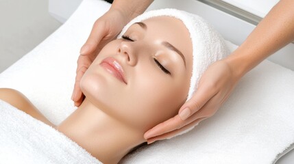 Relaxing facial treatment spa photography indoor close-up self-care