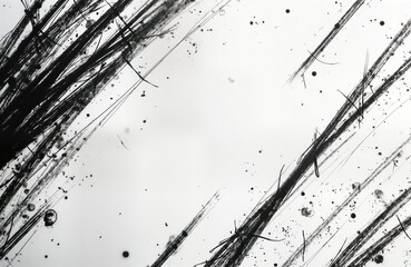 Aufkleber - Abstract black, white texture with scratch lines, splatters. Design suitable for various backgrounds like posters website elements. Artwork style could vintage modern. Grunge aesthetic prominent.