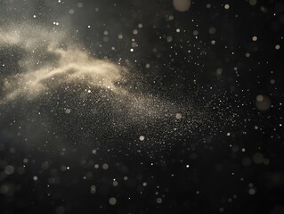 Poster - Abstract gold dust particles floating on dark background.