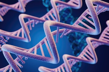 Poster - close-up of multiple dna strands, helix structures, genetic code, molecular biology.