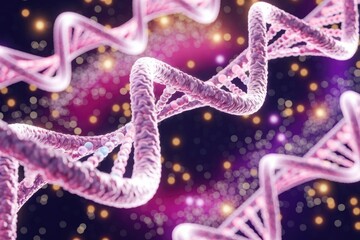 Poster - A microscopic view of DNA double helix, showcasing its intricate structure and genetic code.