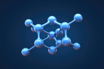 Poster - 3D rendering of a complex molecule structure, illustrating interconnected atoms and bonds.