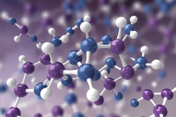 Poster - A 3D rendering of a complex molecule, showcasing its intricate structure with atoms connected by bonds.