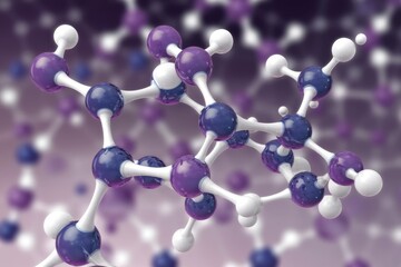 Poster - A 3D model of a complex molecule, showcasing atoms connected by bonds, representing chemical structure.
