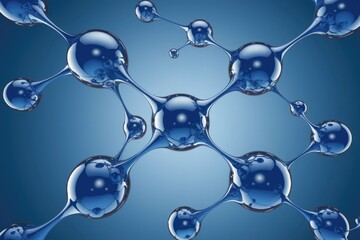 Poster - Abstract 3D rendering of interconnected blue spheres, resembling a molecular structure or network.