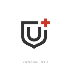 Poster - initial letter U shield cross sign logo