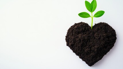 Wall Mural - Small plant is growing in the dirt, and it looks like a heart. Concept of growth and life, as the plant is thriving in the soil. The heart shape of the plant adds a touch of beauty