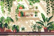 © xartproduction - Sunlight-Drenched Plant Display: A Peaceful Home Garden