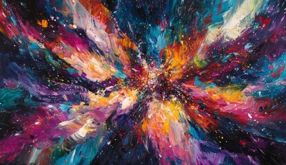 Wall Mural - Abstract colorful explosion painting.