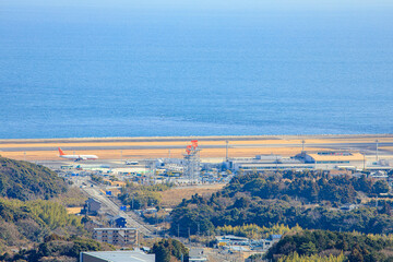 Wall Mural - 冬の小城展望公園から見た景色　大分空港　大分県国東市　The view from Ogi Observation Park in winter. Oita airport. Ooita Pref, Kunisaki City,